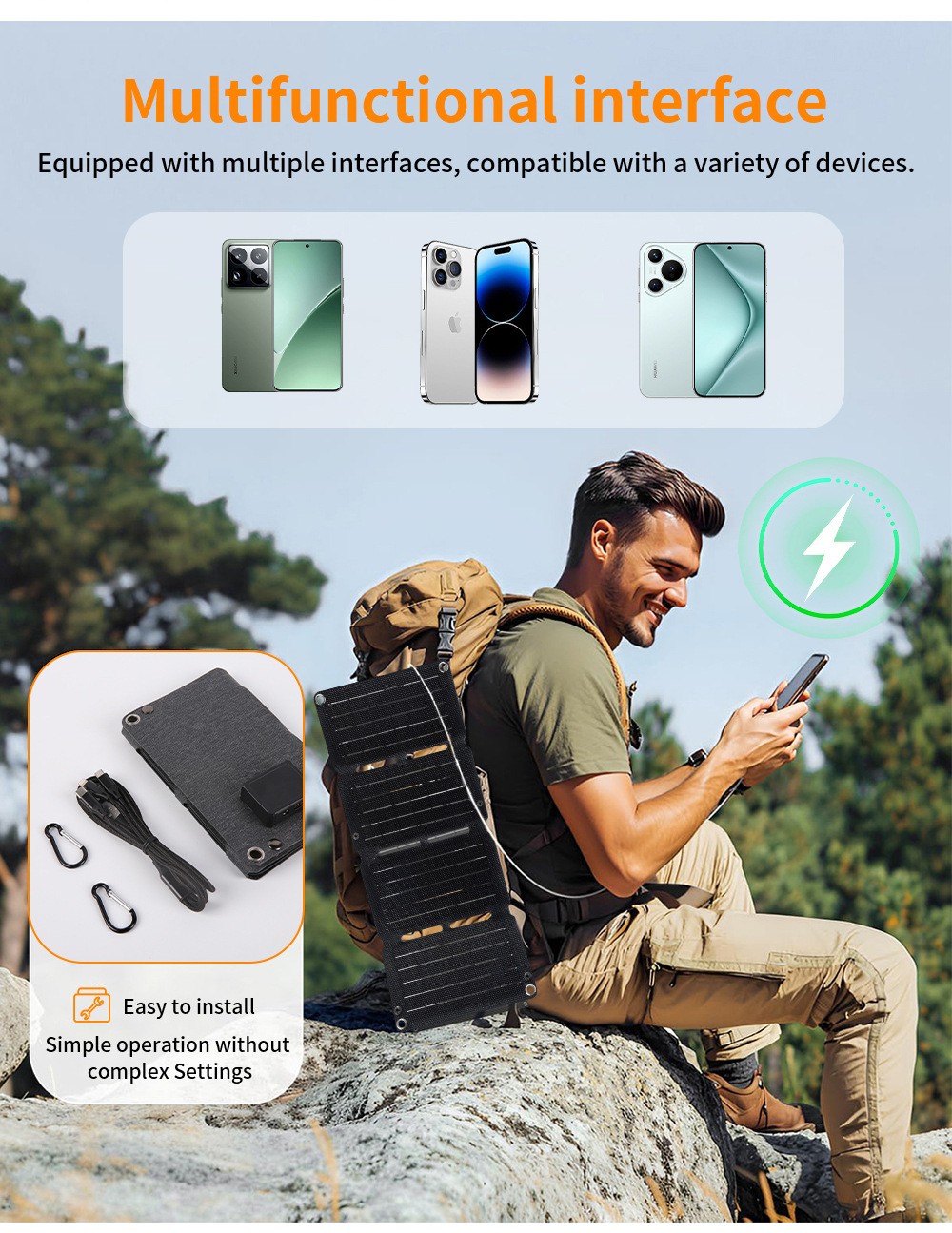 Portable Solar Panel 10W Foldable PV Power Bank Charger for Outdoor Camping Trip