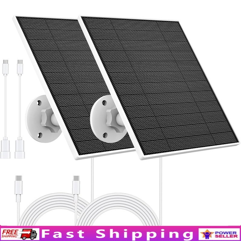 High Efficiency Solar Panel Eufy Camera Waterproof Easy Install 2 Pack New