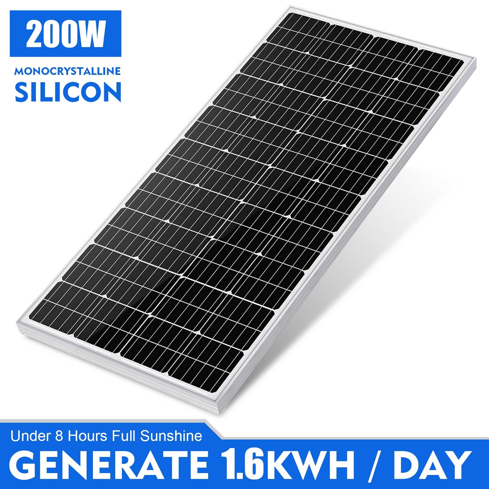 200W 12V Monocrystalline Solar Panel High Efficiency Battery Charger for Home RV
