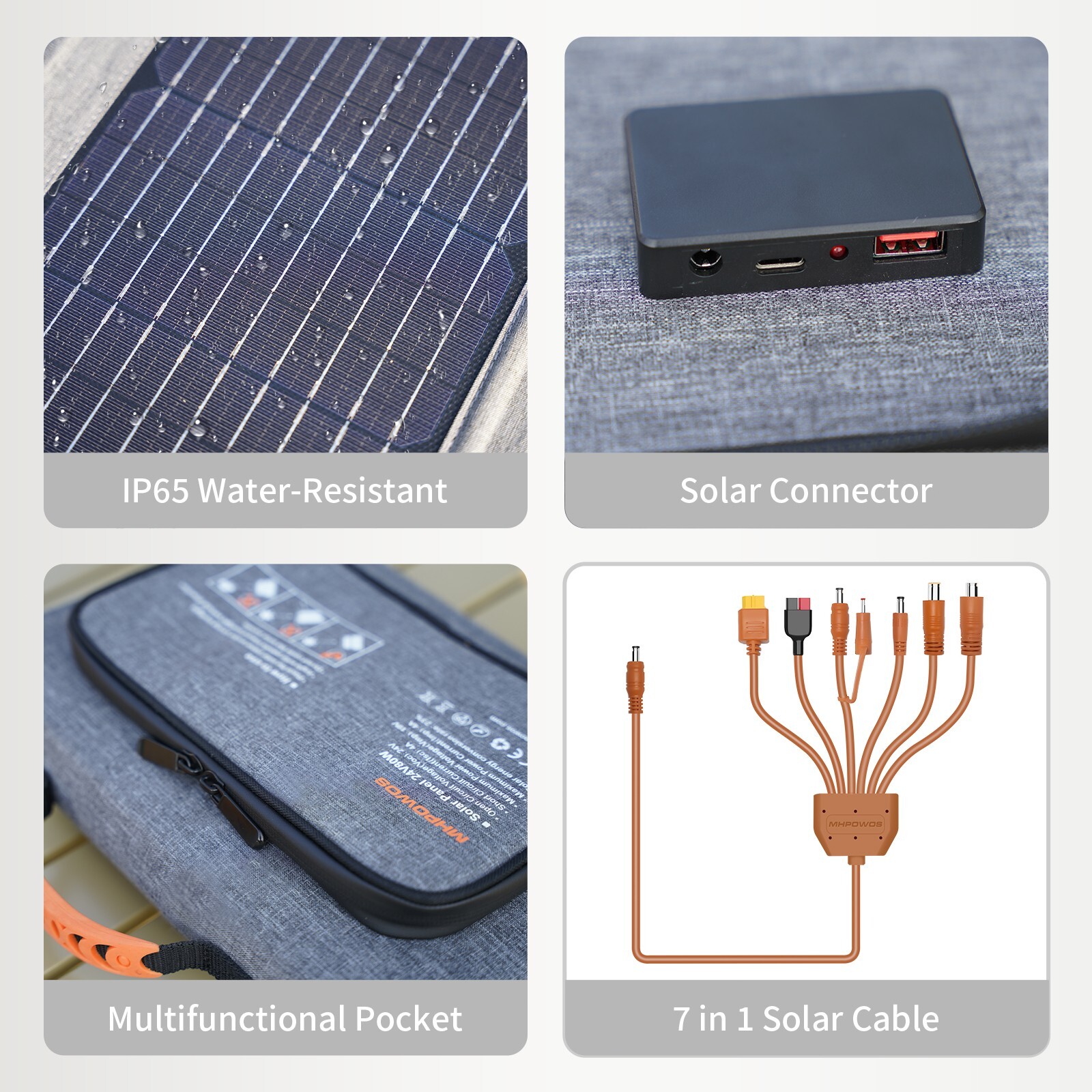 40W Foldable Solar Panel Portable Solar Charger USB Port Solar Cable Adapter Kit