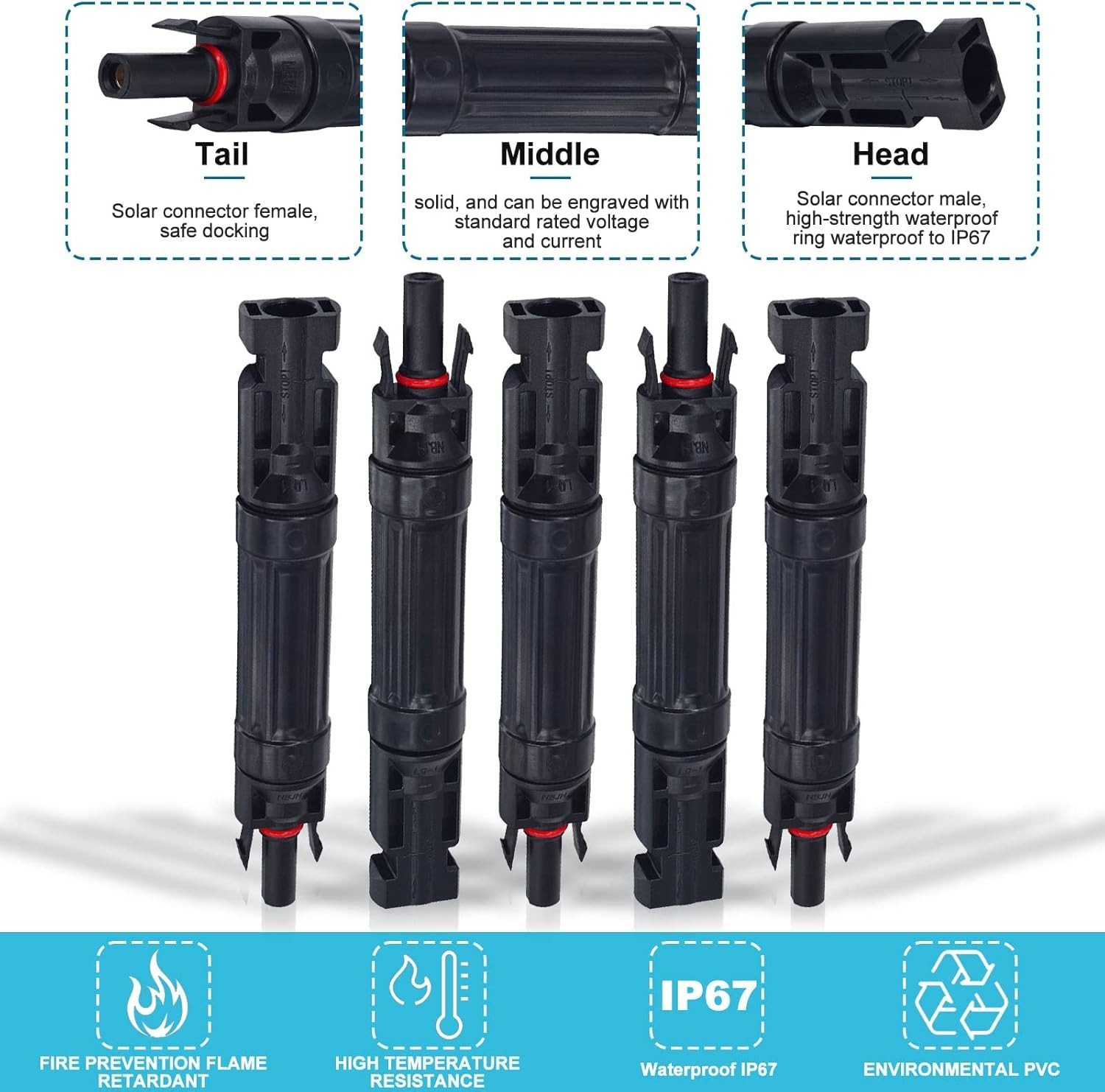 15A Waterproof Solar Fuse Holder Inline Connector for Panels & Controllers