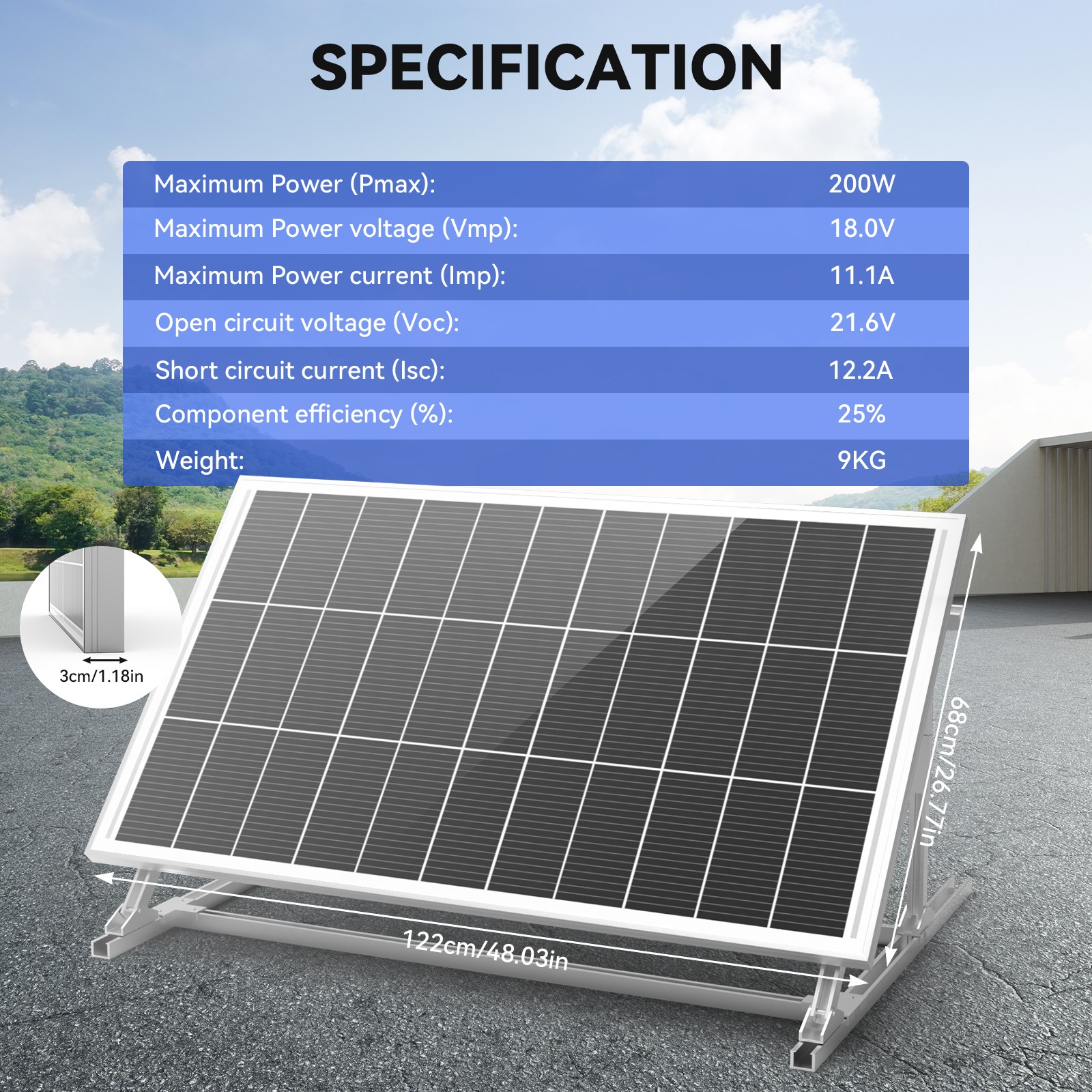 200W 400W 600W 800W Solar Panel Battery Charger 18BB N-Type RV Home Off-Grid PV