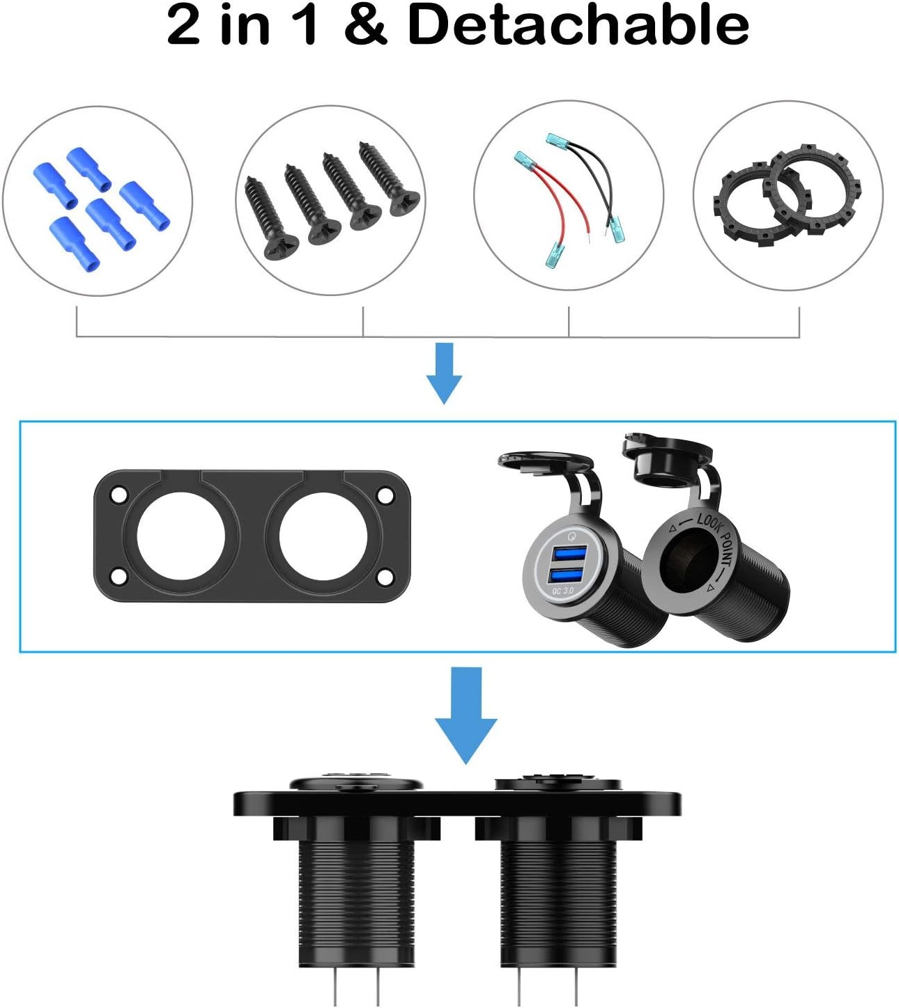 QC 3 0 USB Outlet 12V Marine New