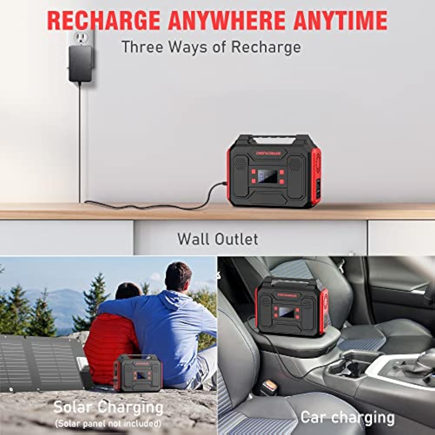 Open Box 250Wh Solar Power Bank, 300W R200 Red
