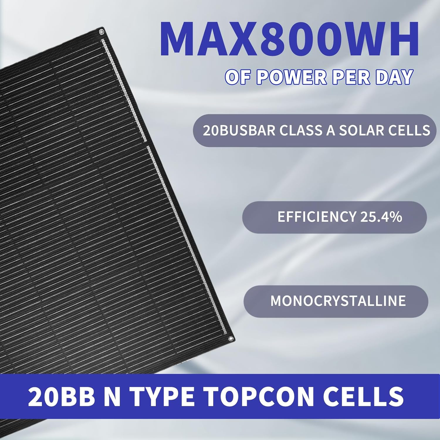 160W Flexible Solar Panels, 20BB N-Type Cells, 25.4% Efficiency, Bendable Portab