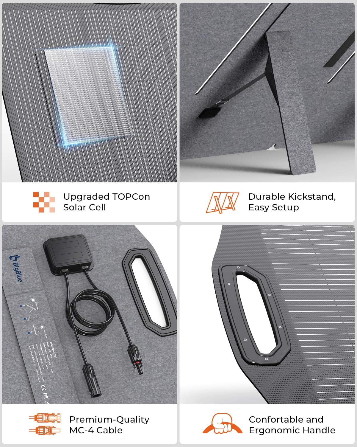 200W Solar Panel, Bigblue Solarpowa 200 Solar Panel Charger with Kickstand