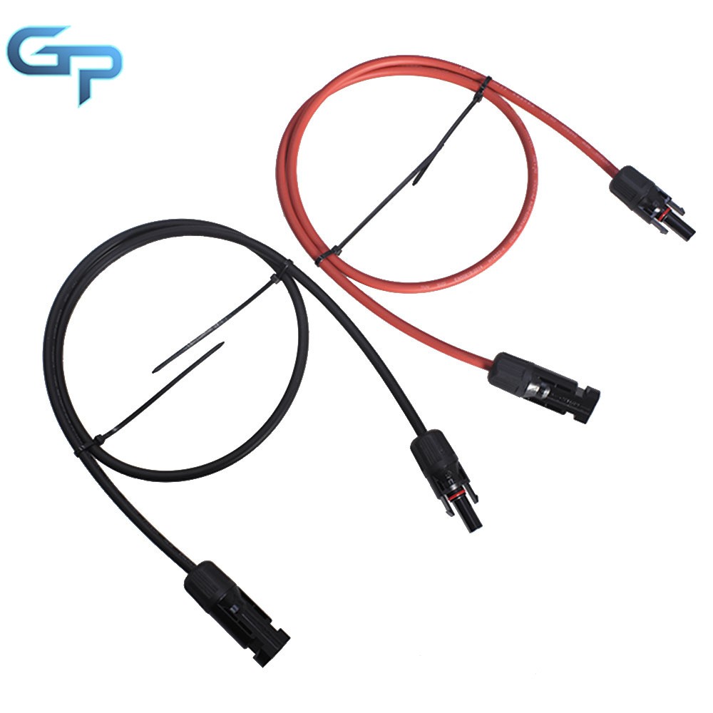 3 Feet Black + Red 1 Pair Solar Panel Extension Cable Wire Connector 10 AWG
