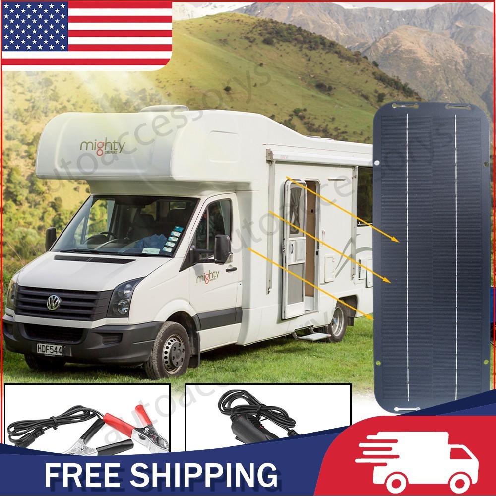 30W Solar Panel Kit 12V Trickle Charger Battery Charger Maintainer Boat RV Car