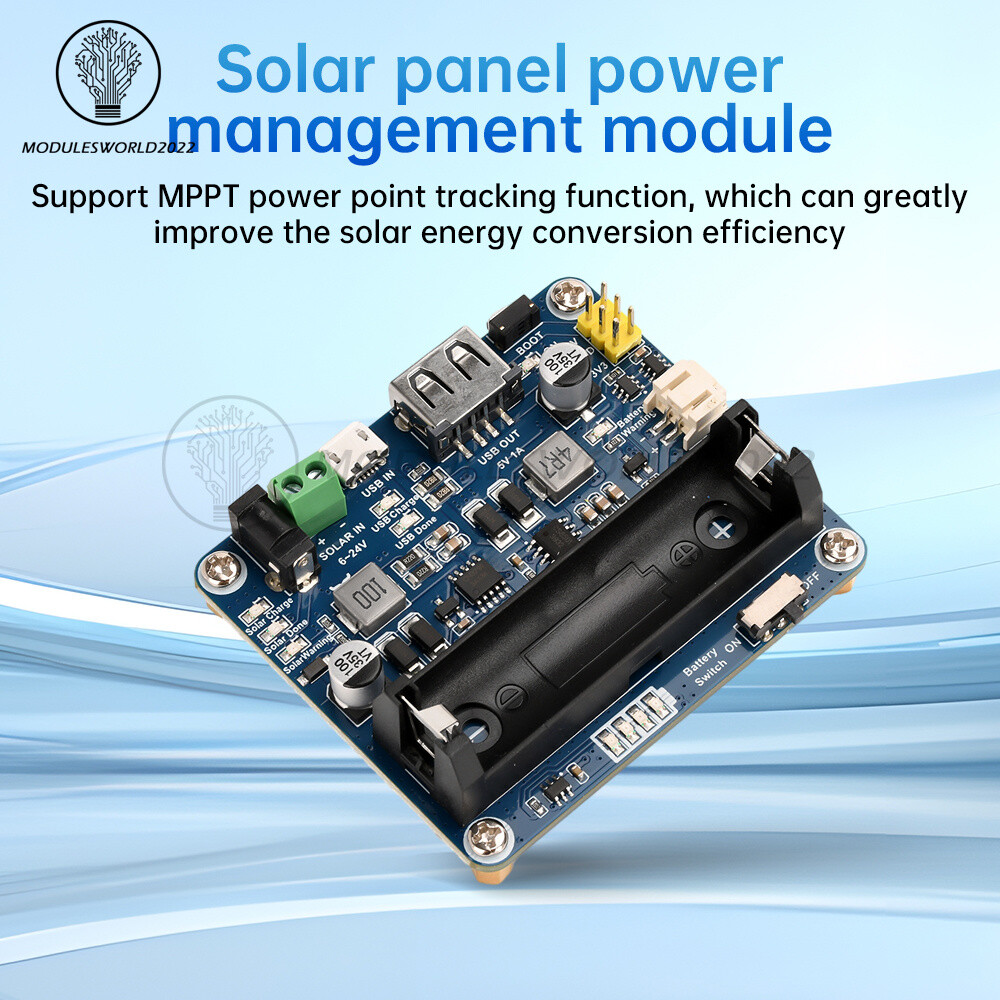 Power Manager Module for 6V~24V Solar Panel Support MPPT USB Battery Charging