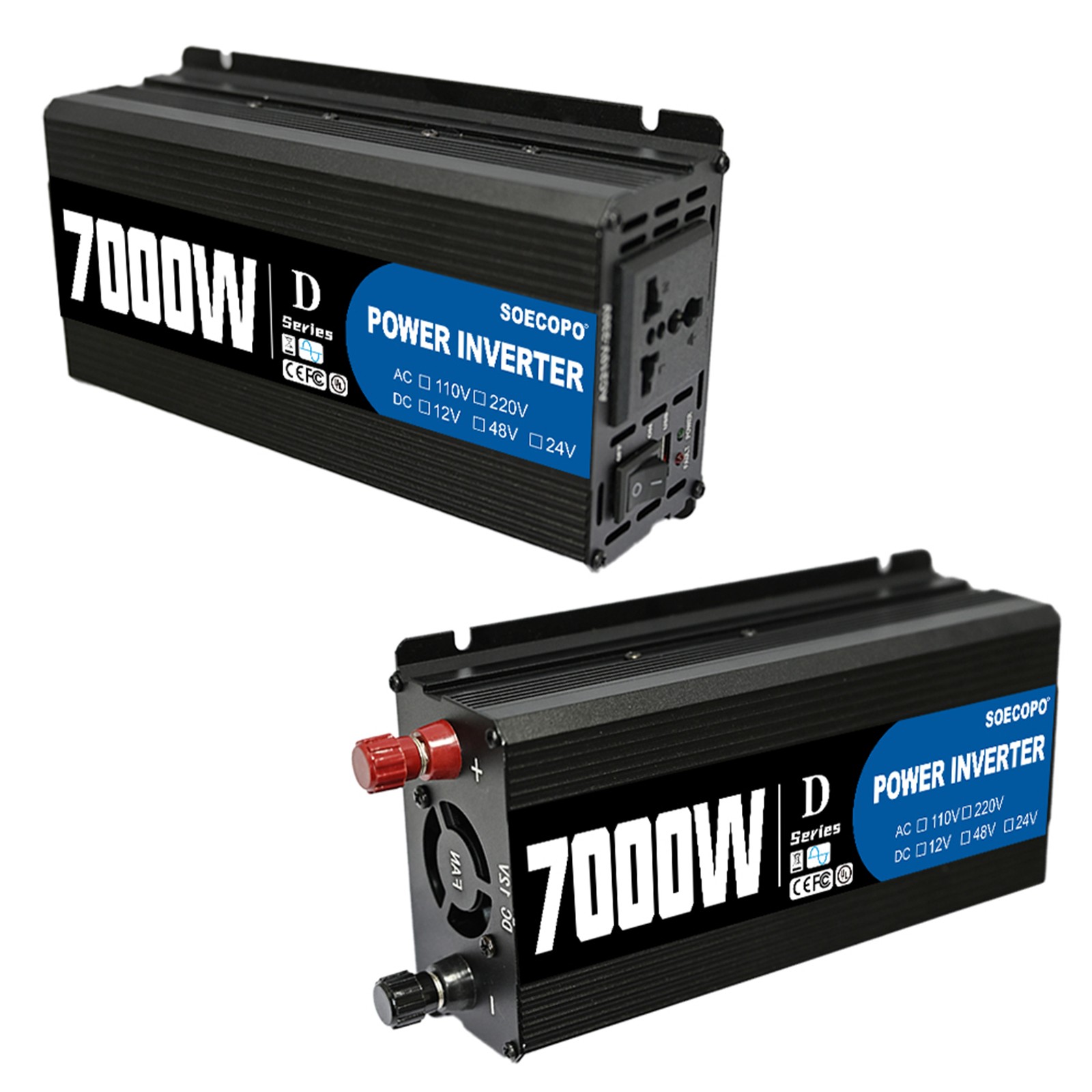 7000W Solar Kit DC 12V – AC 110V/220V Inverter, 2pcs Solar Panels, Controller