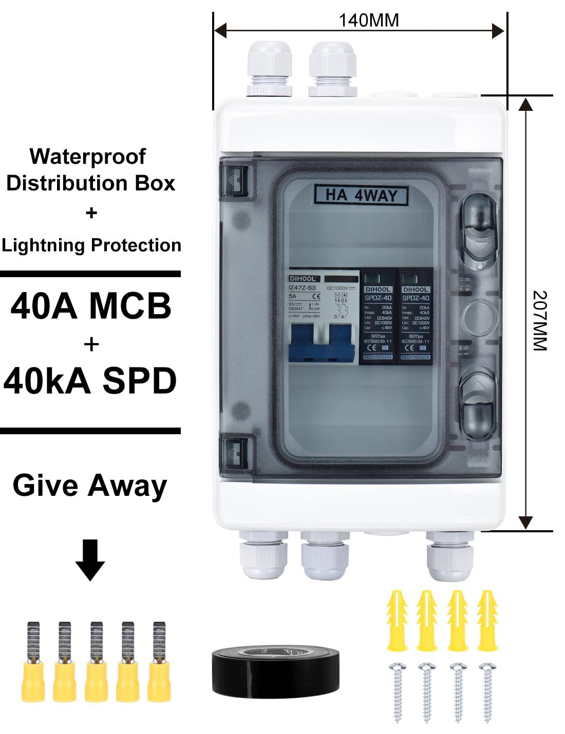 Solar Panel Disconnect Switch with PV Surge Protector, RV Breaker Box, 40 Amp…