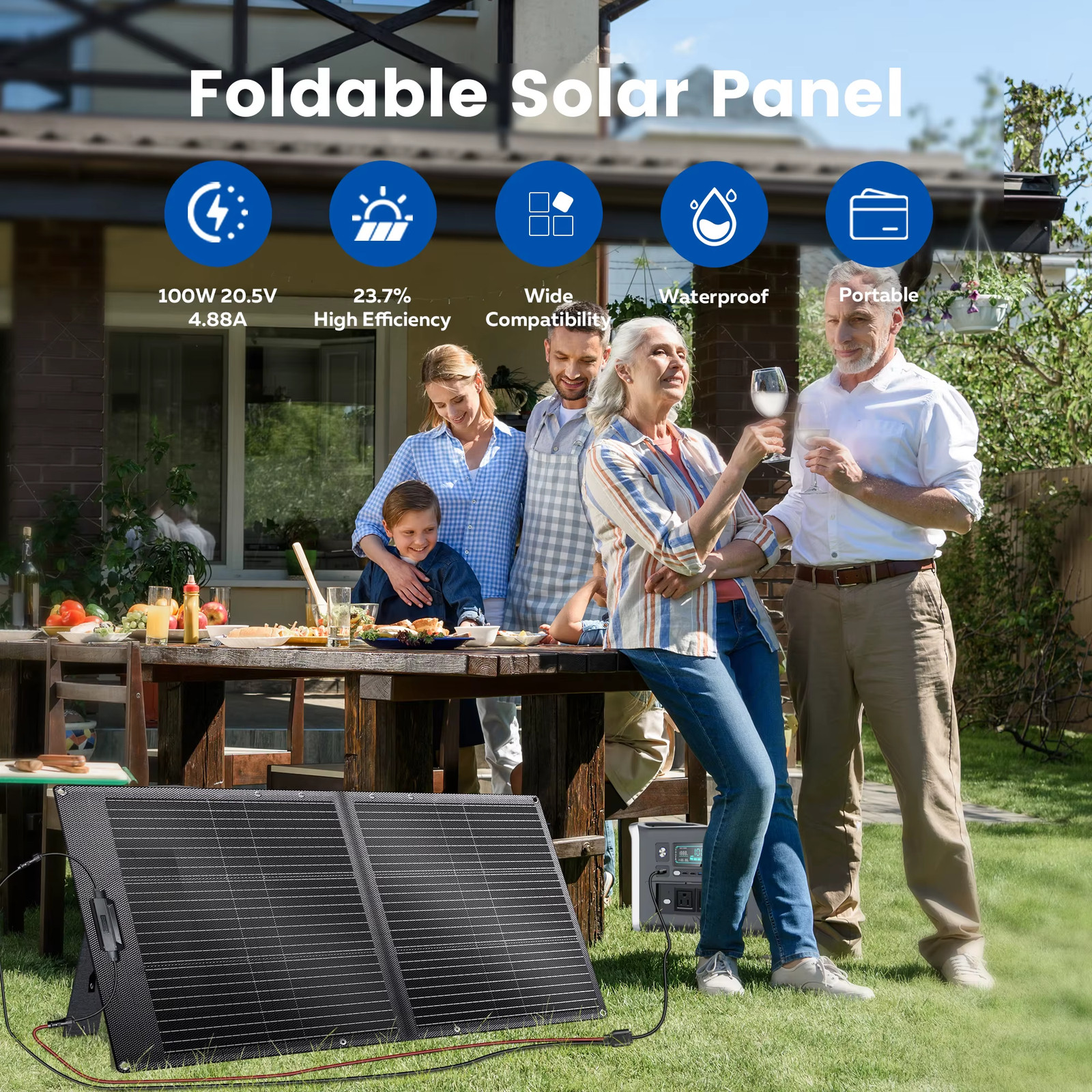 SPC100 100W New Portable Solar Panel Charger ETFE Efficiency 23% High Foldable S