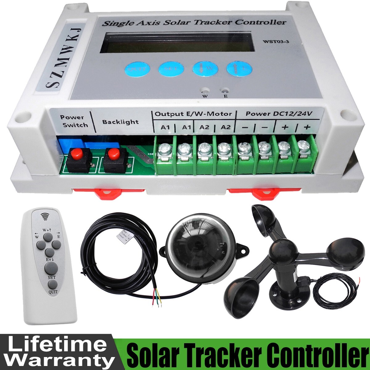 Single Axis Solar Tracker Controller W/ Wind Spd Sensor for Solar Panel Tracking