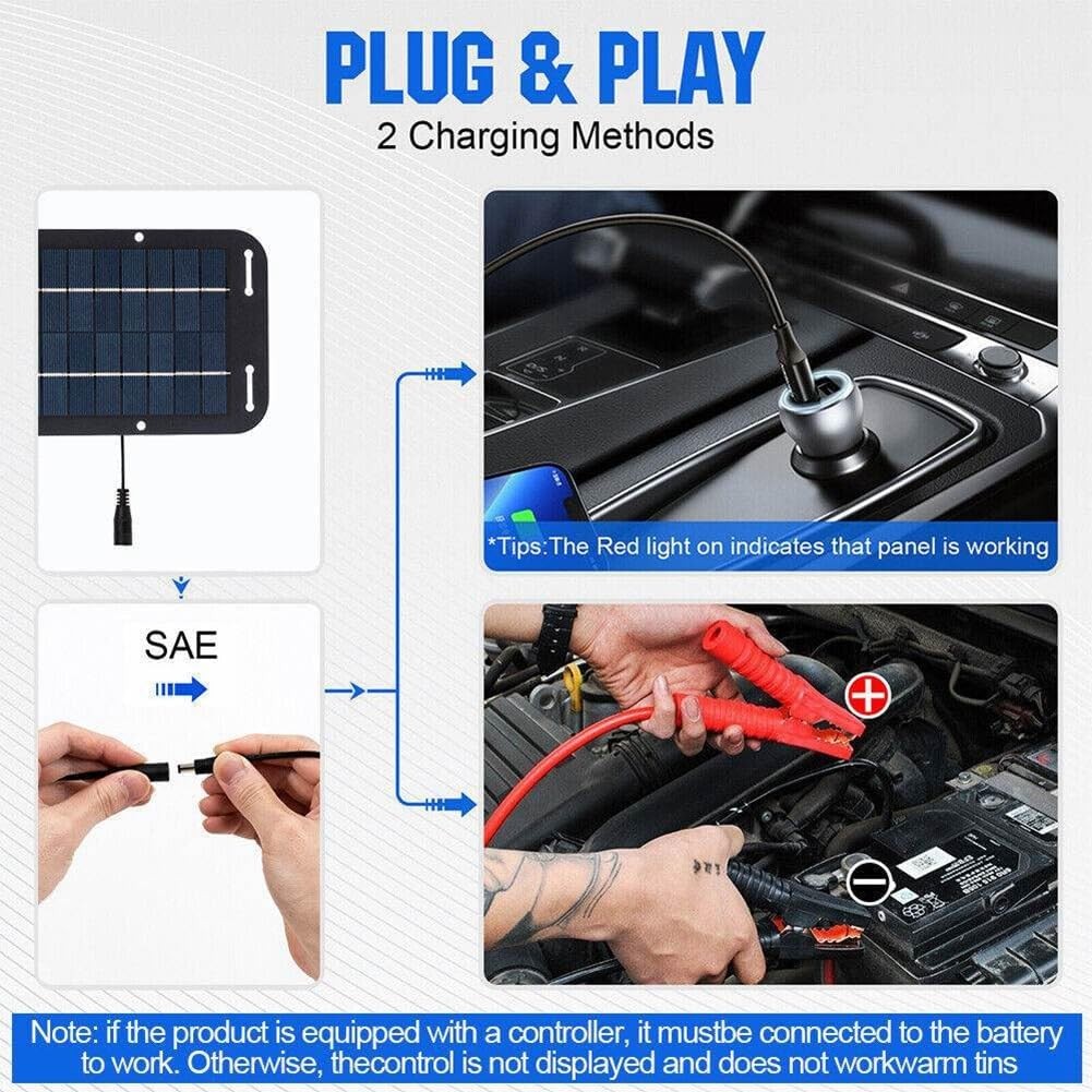 30W Solar Panel 12V Trickle Charger Battery Charger Kit Maintainer Boat Car RV
