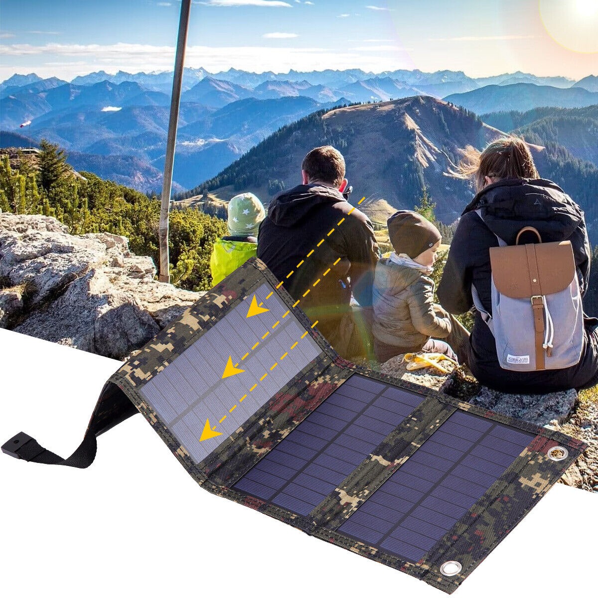 80W USB Solar Panel Folding Power Bank Outdoor Camping Hiking Phone Charger US