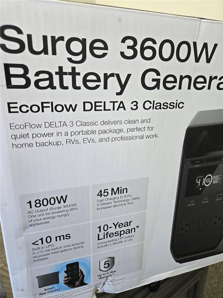 = Ecoflow Battery Generator Surge 3600W Ecoflow Delta 3 Classic 1800W