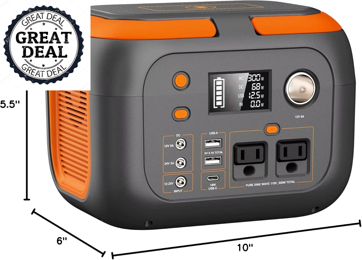 150W Portable Power Station 110V AC Outlets Camping Travel Power Storage Bank