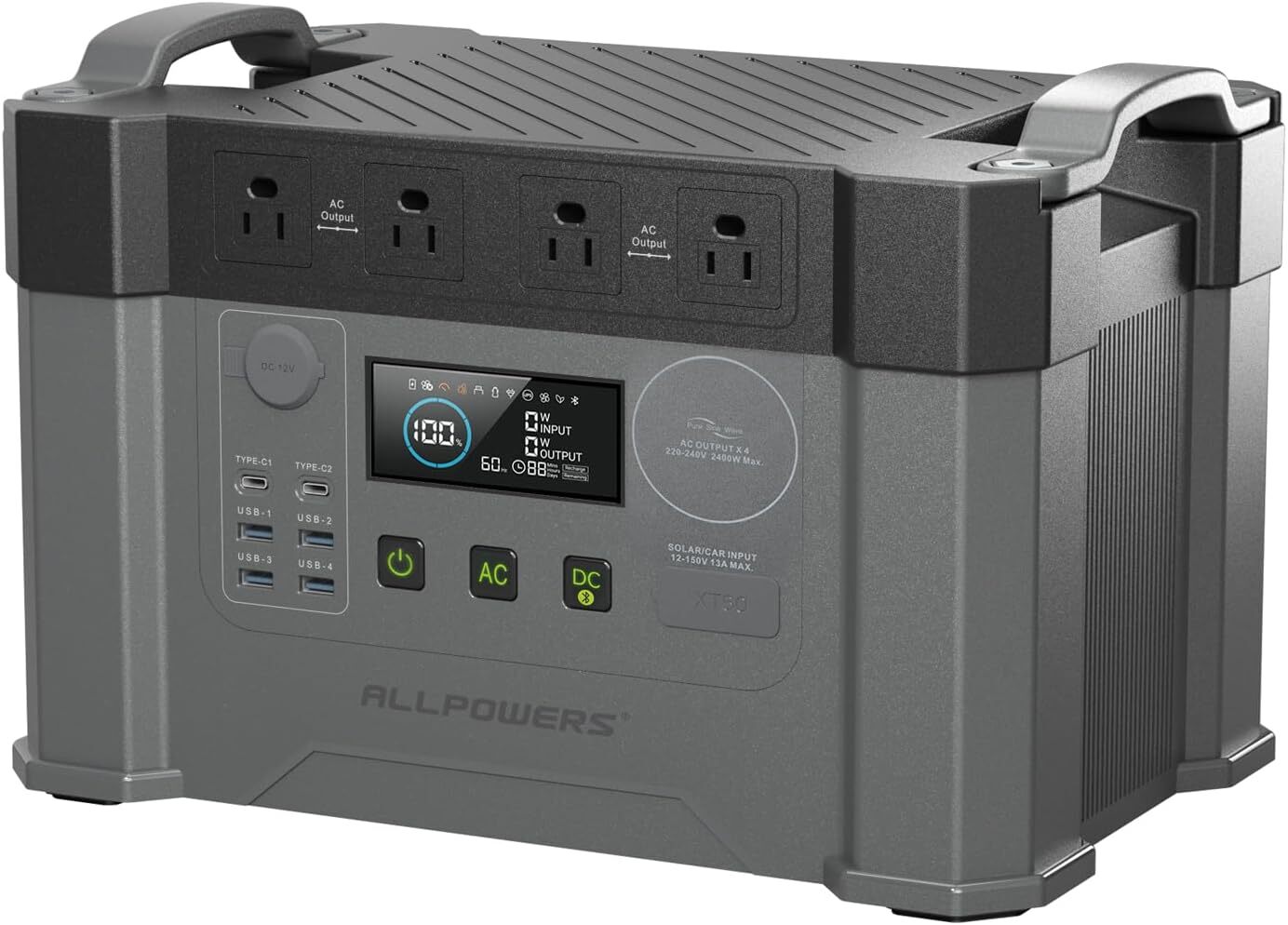 ALLPOWERS 2400W Portable Power Station Solar Generator For Outdoors Camp Trip