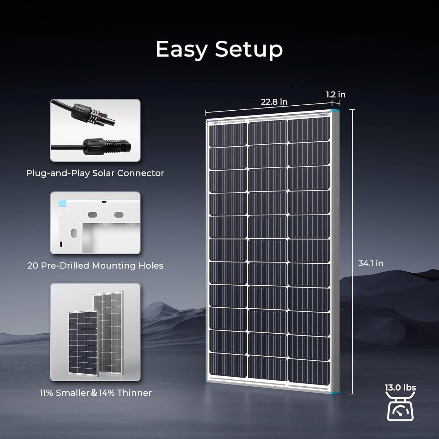 Compact 100W Solar Panel, N-Type Cells, 25% Efficiency