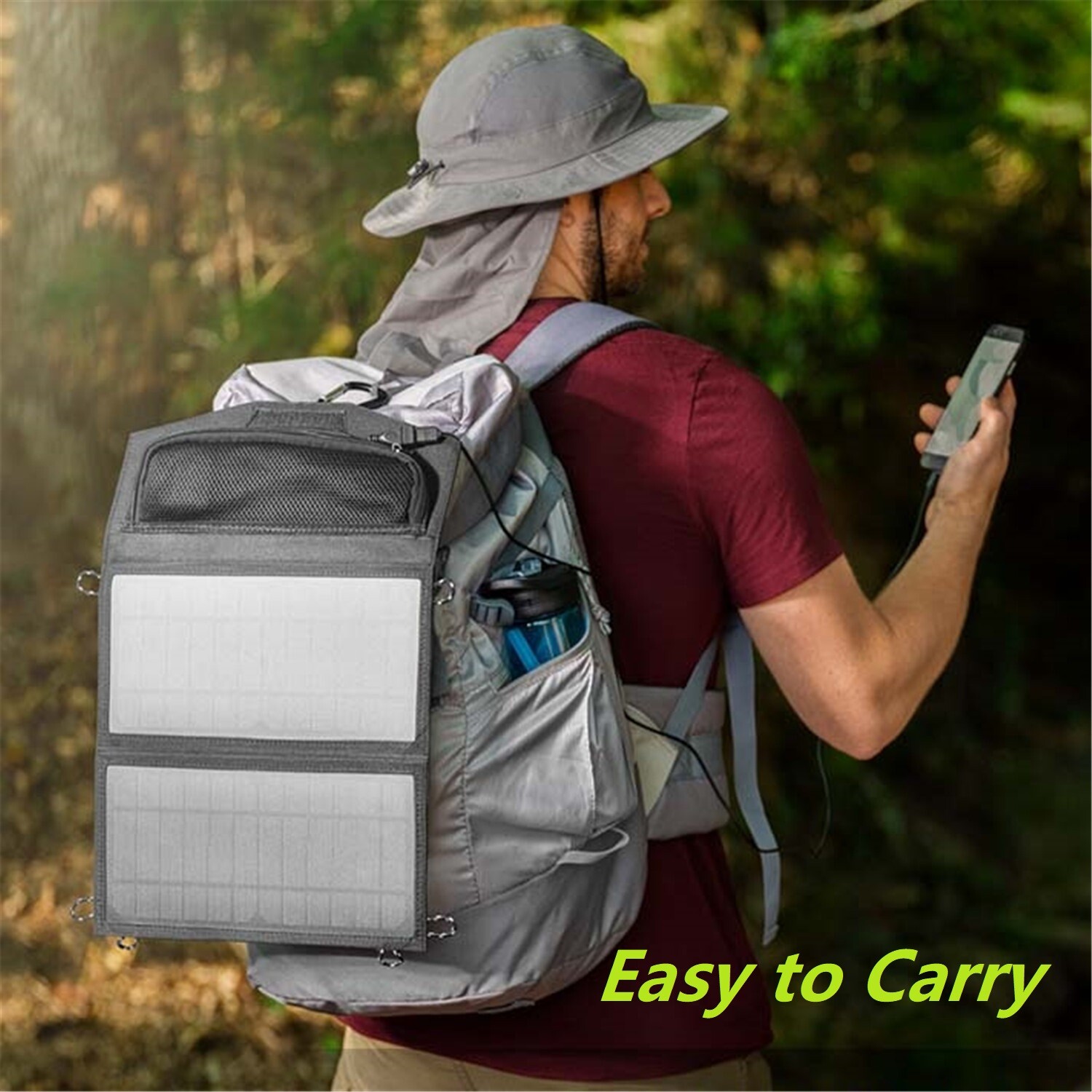 14W USB ETFE Solar Panel Folding Power Bank Outdoor Camping Hiking Phone Charger