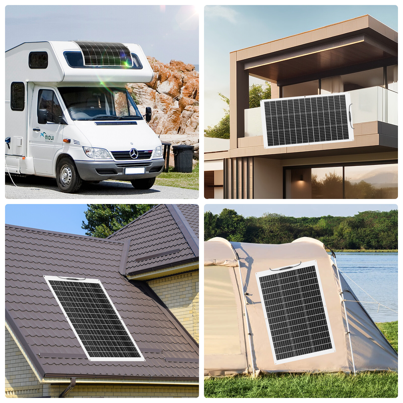 130W 520W Flexible Solar Panel Portable RV Rooftop Cabin Car Boat Home Camping