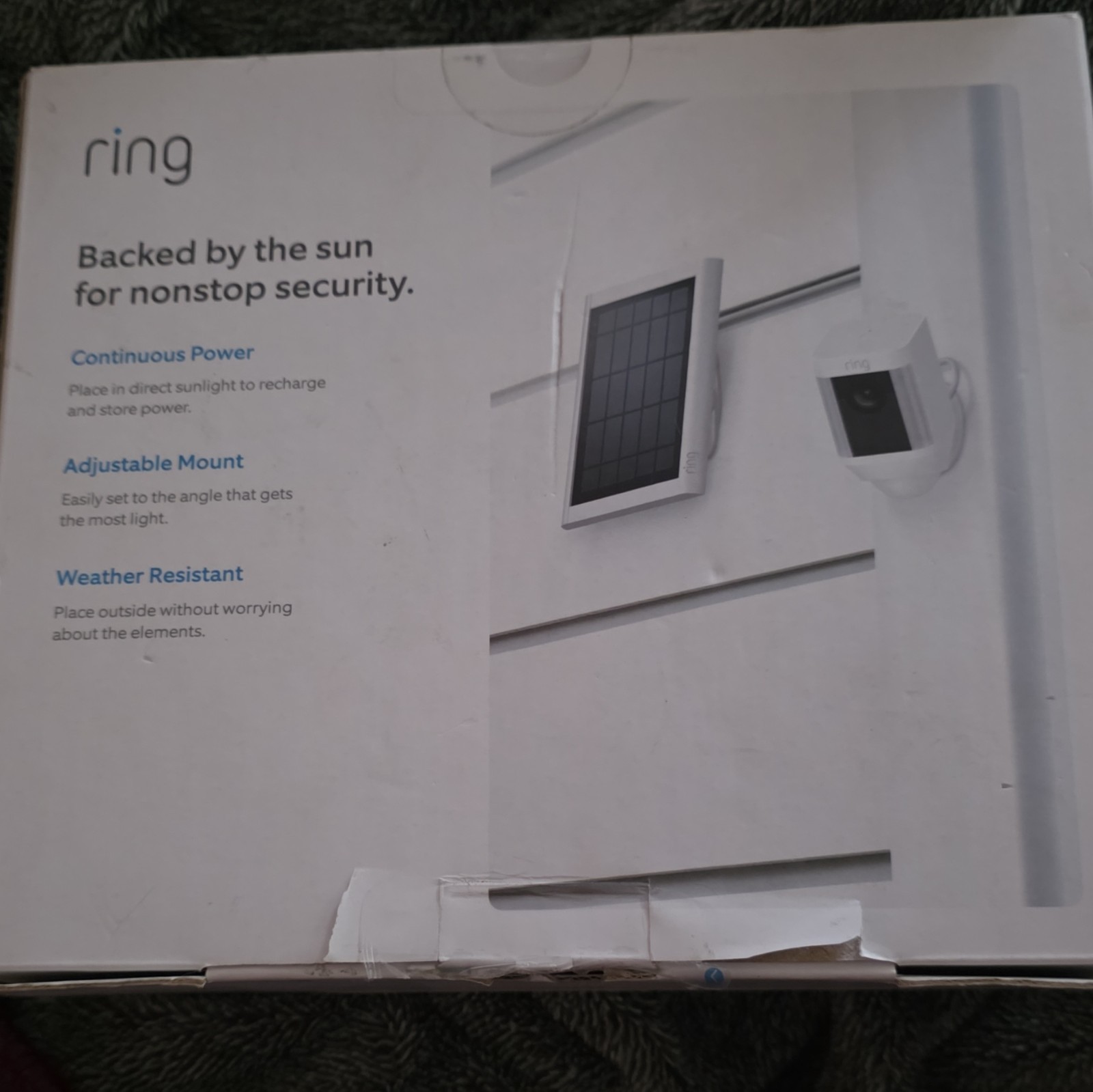 Ring Solar Panel 2.4W 5V DC White w/ Adjustable Mount, Weather Resistant