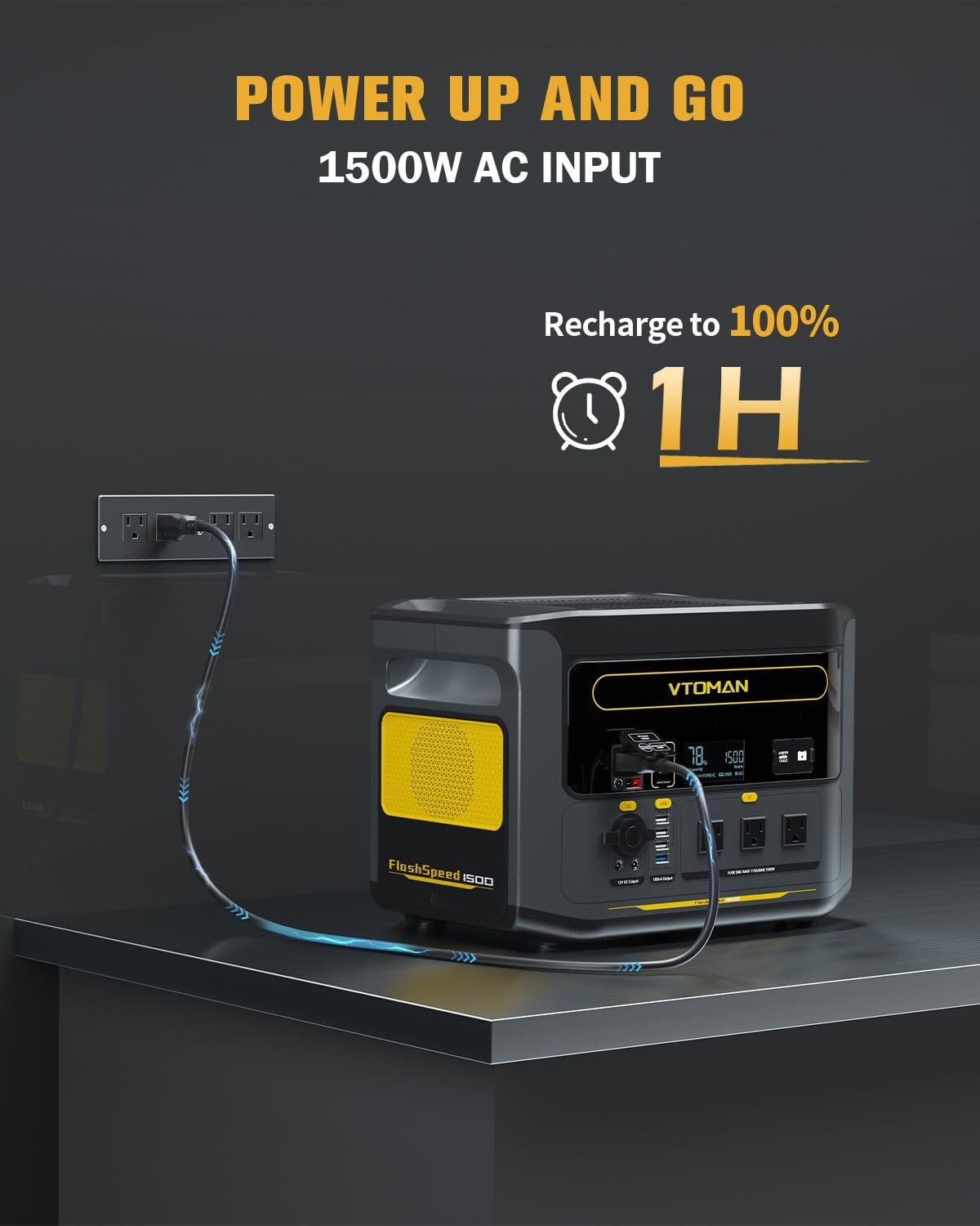 VTOMAN FlashSpeed 1500 Power Station With Extra Battery 3096Wh Solar Generator