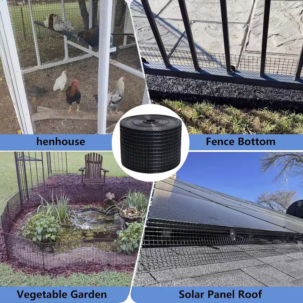 8 In. X 100 Ft. 1/2″PVC Coated Steel Solar Panel Critter Guard Roll Kit Black Pi