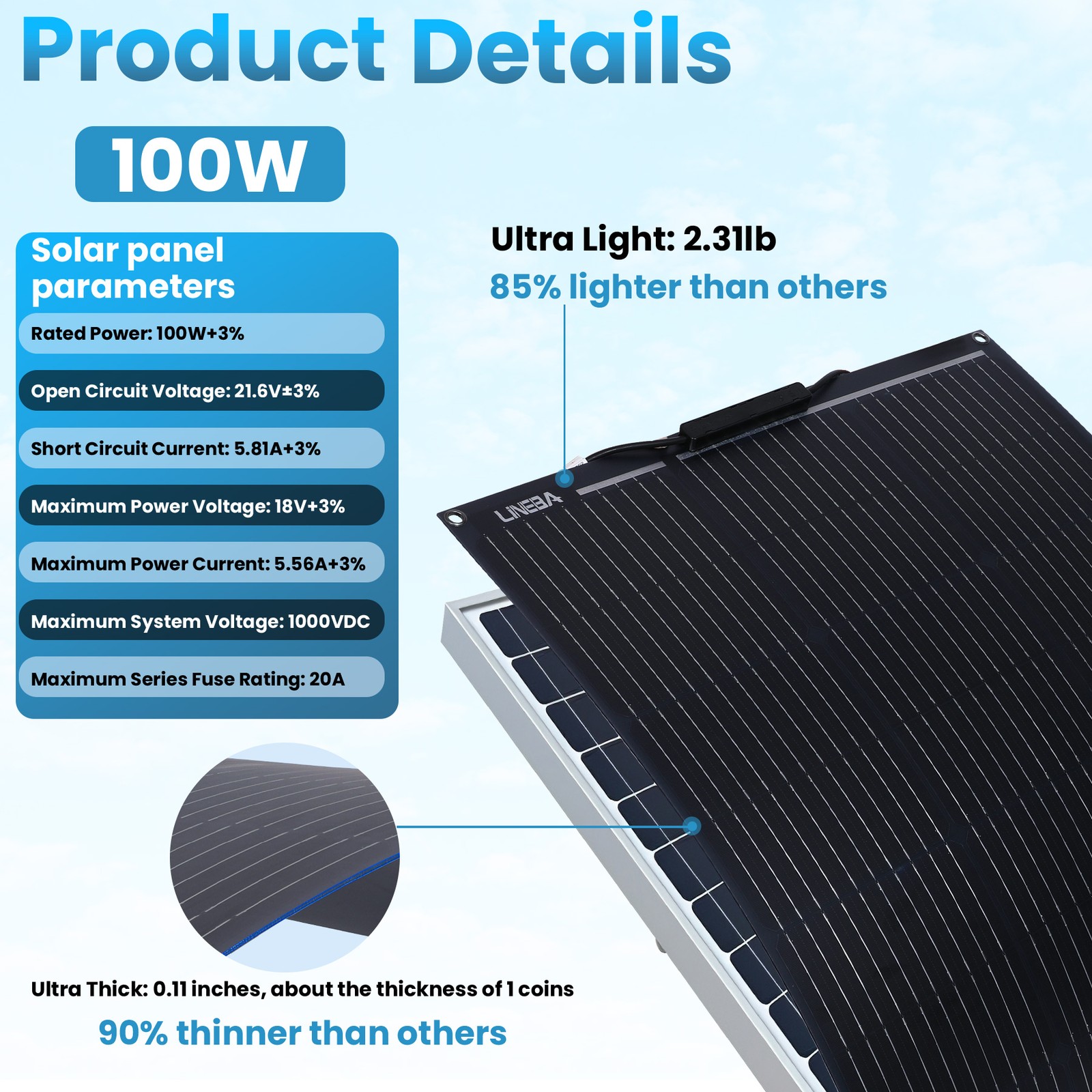 200 Watt Solar Panel Flexible 18V Home PV Power Off-Grid RV Camper System Carava