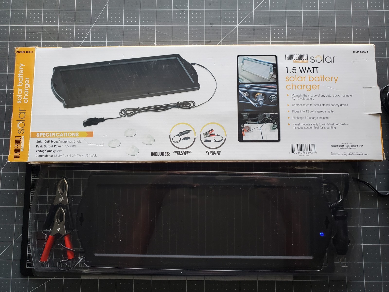 Thunderbolt Magnum Solar 1.5 Watt Solar Panel Battery Charger