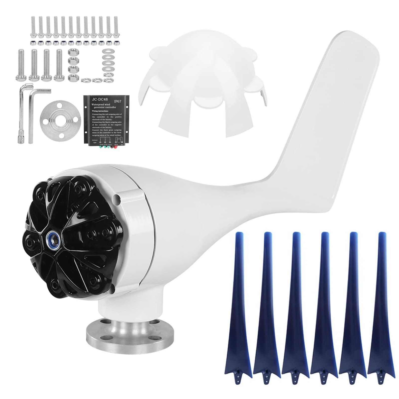 ViaGasaFamido 800W Wind Turbine Generator Kit 12V 24V 48V 6Blade Windmill System