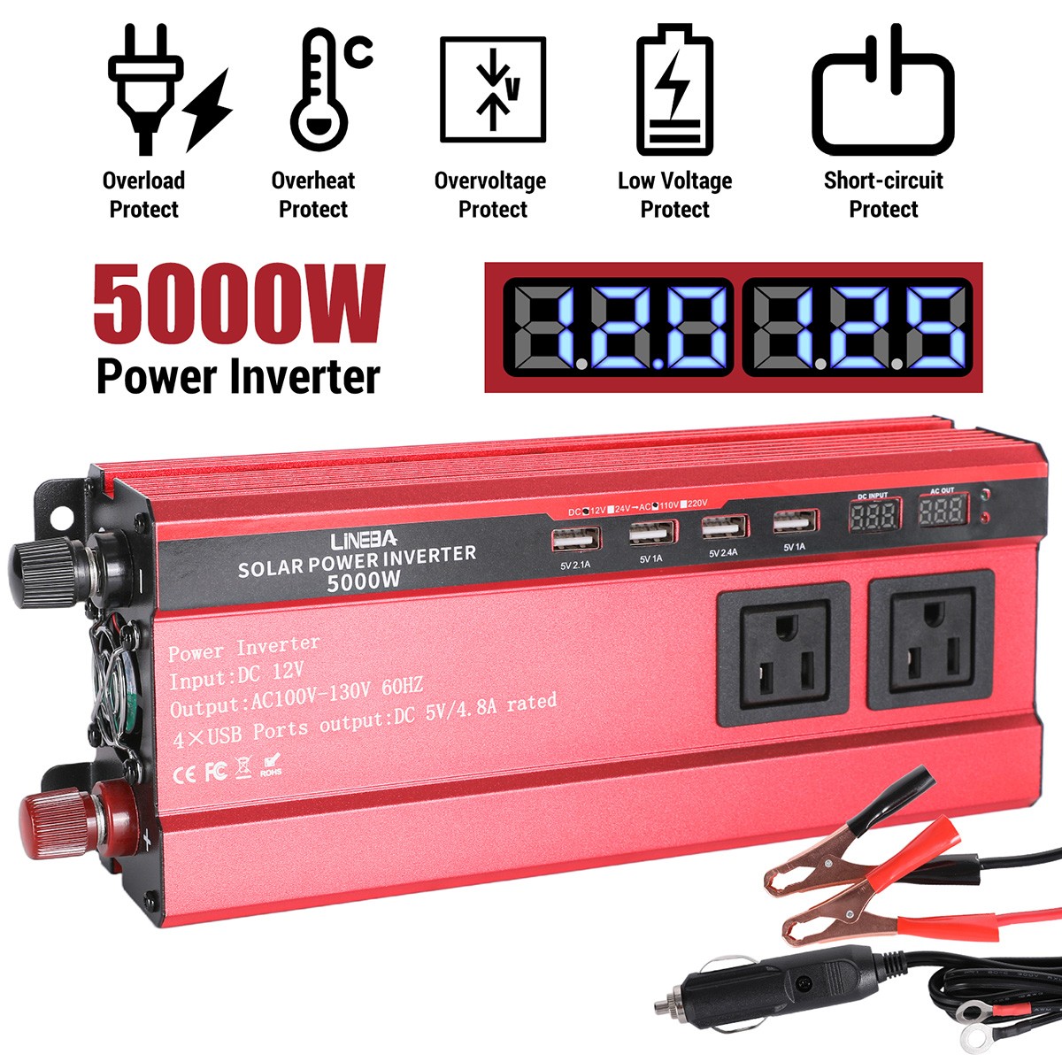 Solar Power Generator 100W 200W Solar Panel & Controller Kit with 5000W Inverter