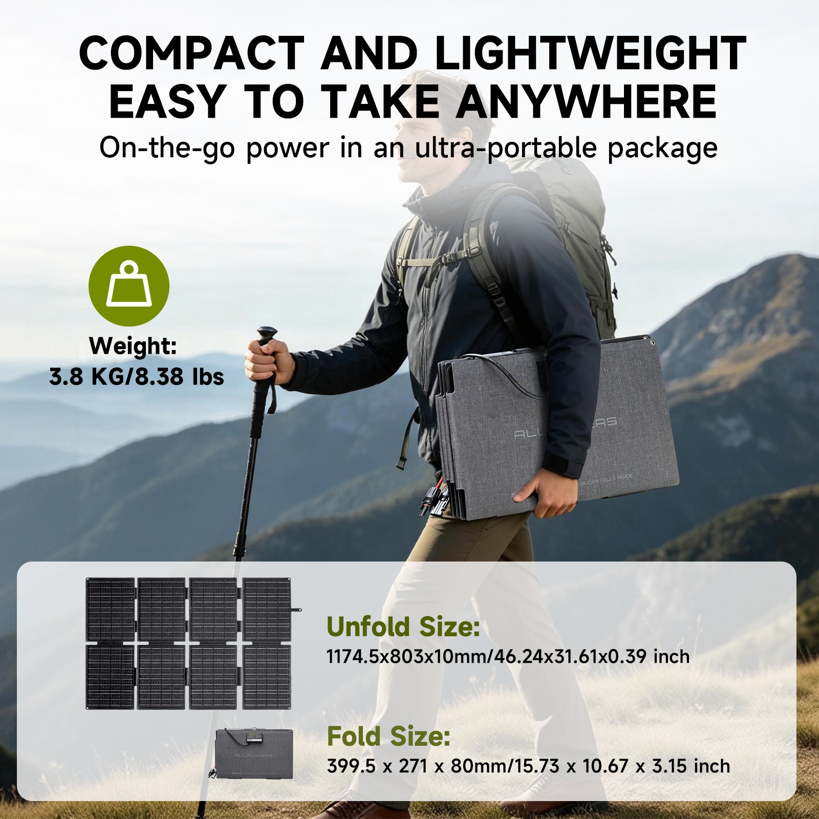 ALLPOWERS SE160 160W Portable Foldable Solar Panel Charger USB Charger for Trip
