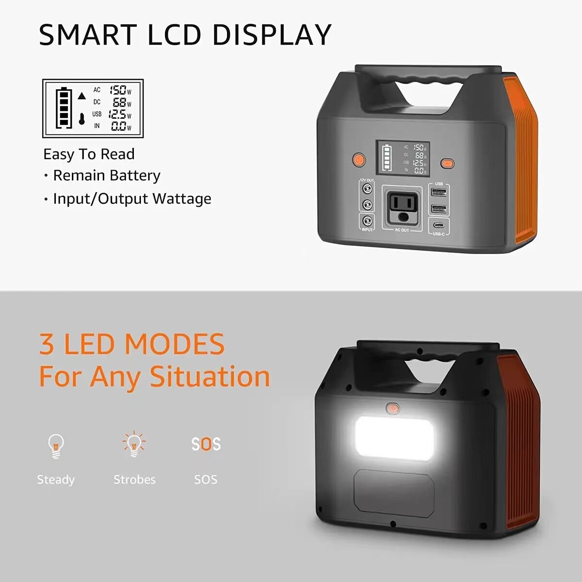 150W AC Portable Power Station Battery Charger Camping Road Trip Solar Generator