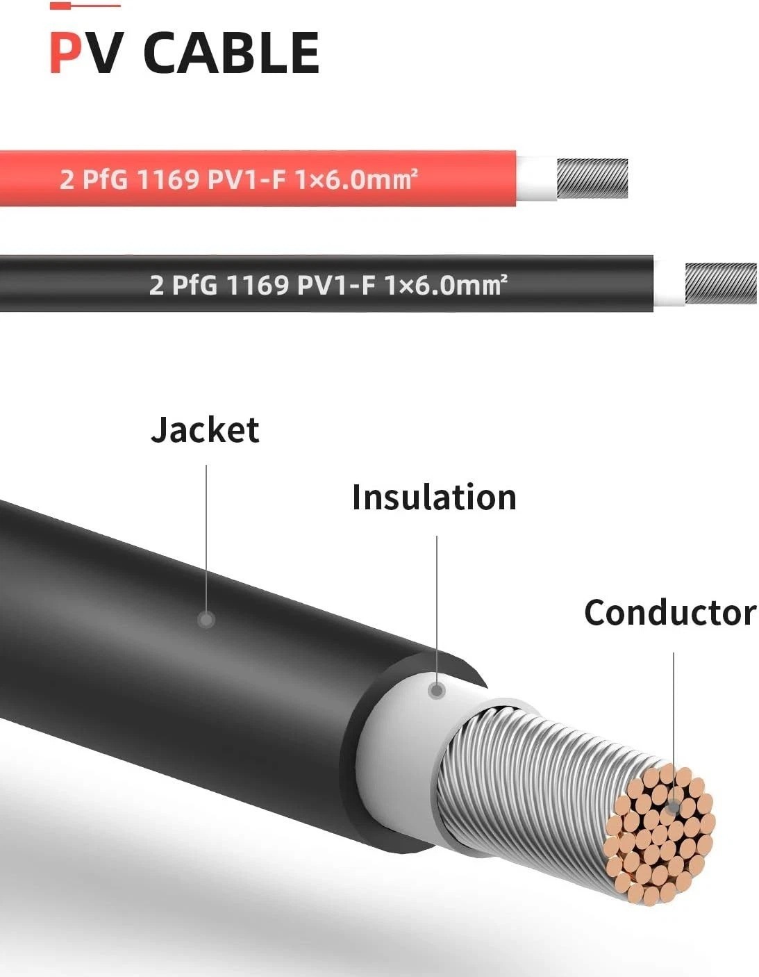 30ft 10AWG Solar Extension Cable Kit with Male/Female Connectors, Copper