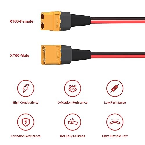 10AWG XT60 Extension Cable 2 6 10 20 35 50 75 10FT