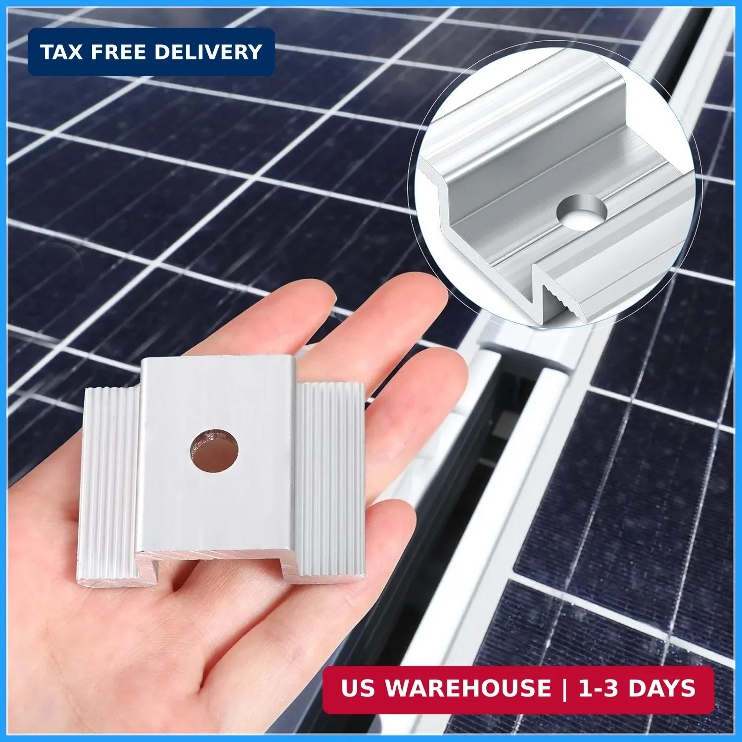 12 Pack Solar Panel Mid Clamps 1.06 Inch Solar Panel Bracket Aluminium Mounting