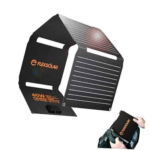 Upgraded Portable Solar Panel Chargers with PD2.0 USB-C,QC3.0 USB-A and 40W