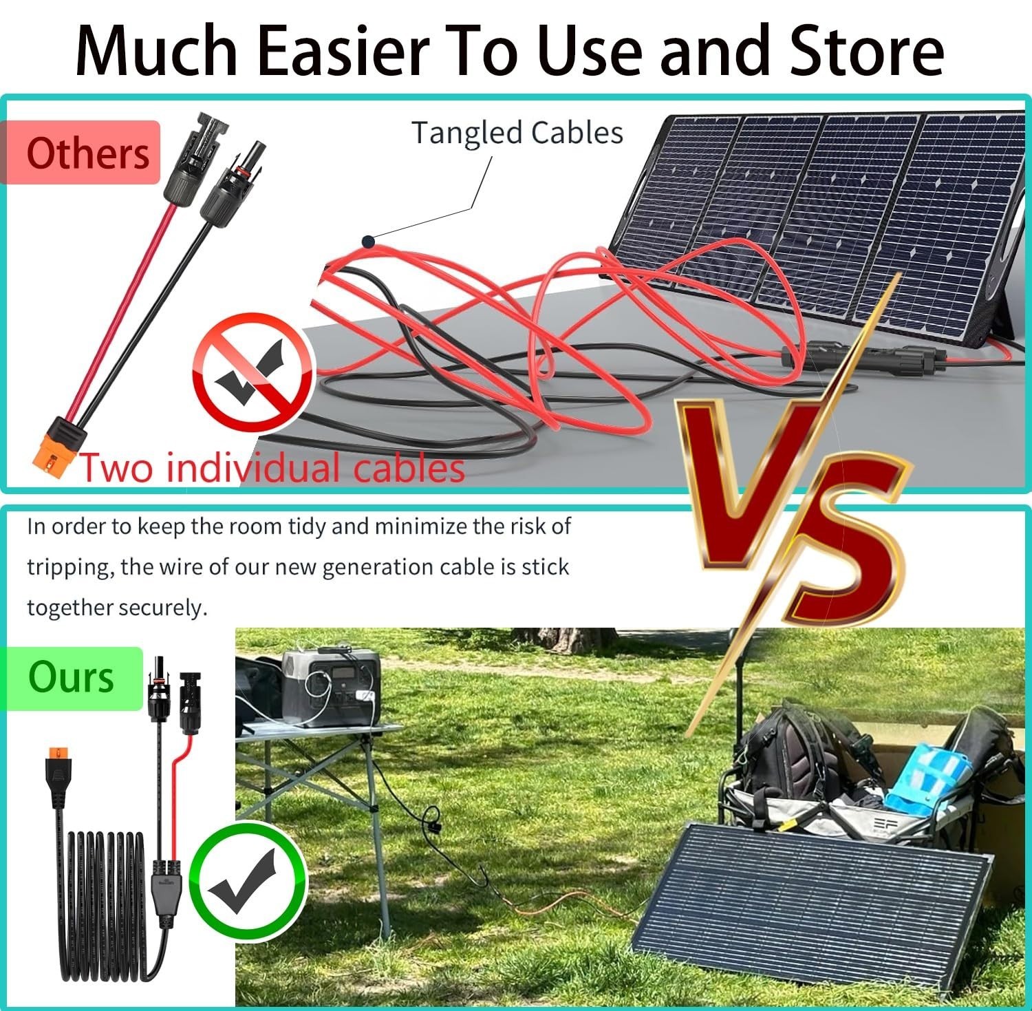 16.5ft XT60i Solar Charging Cable for Portable Power Stations & Generators