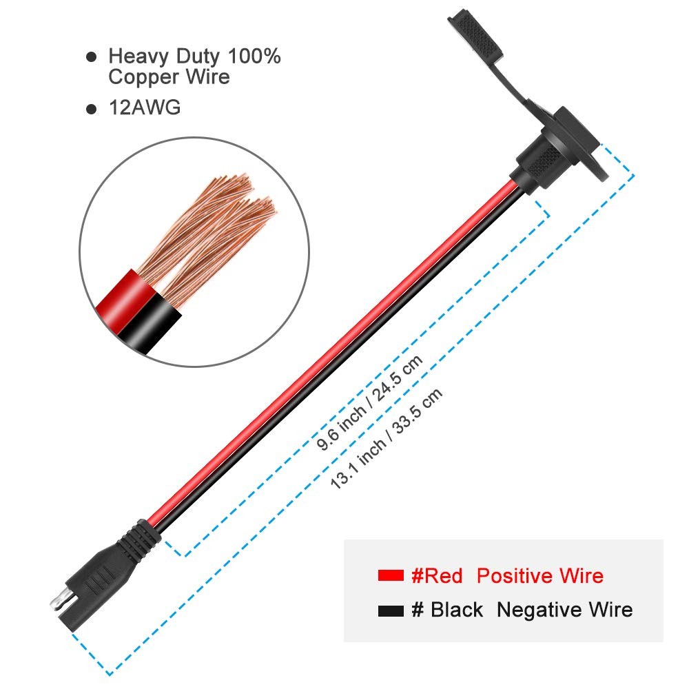 SAE Connector Power Socket Sidewall Port, Weatherproof SAE Quick Connect Sola…