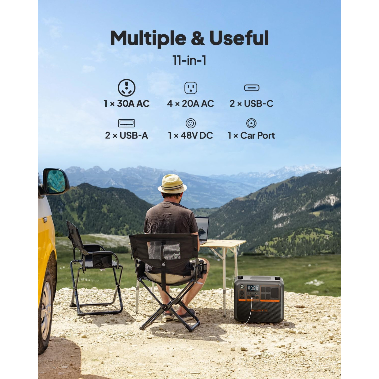 Bluetti AC200PL 2400W Portable Power Station Home RV Outdoor Backup