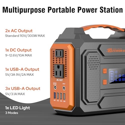 Portable Solar Generator 300W with Foldable 60W Panel Orange
