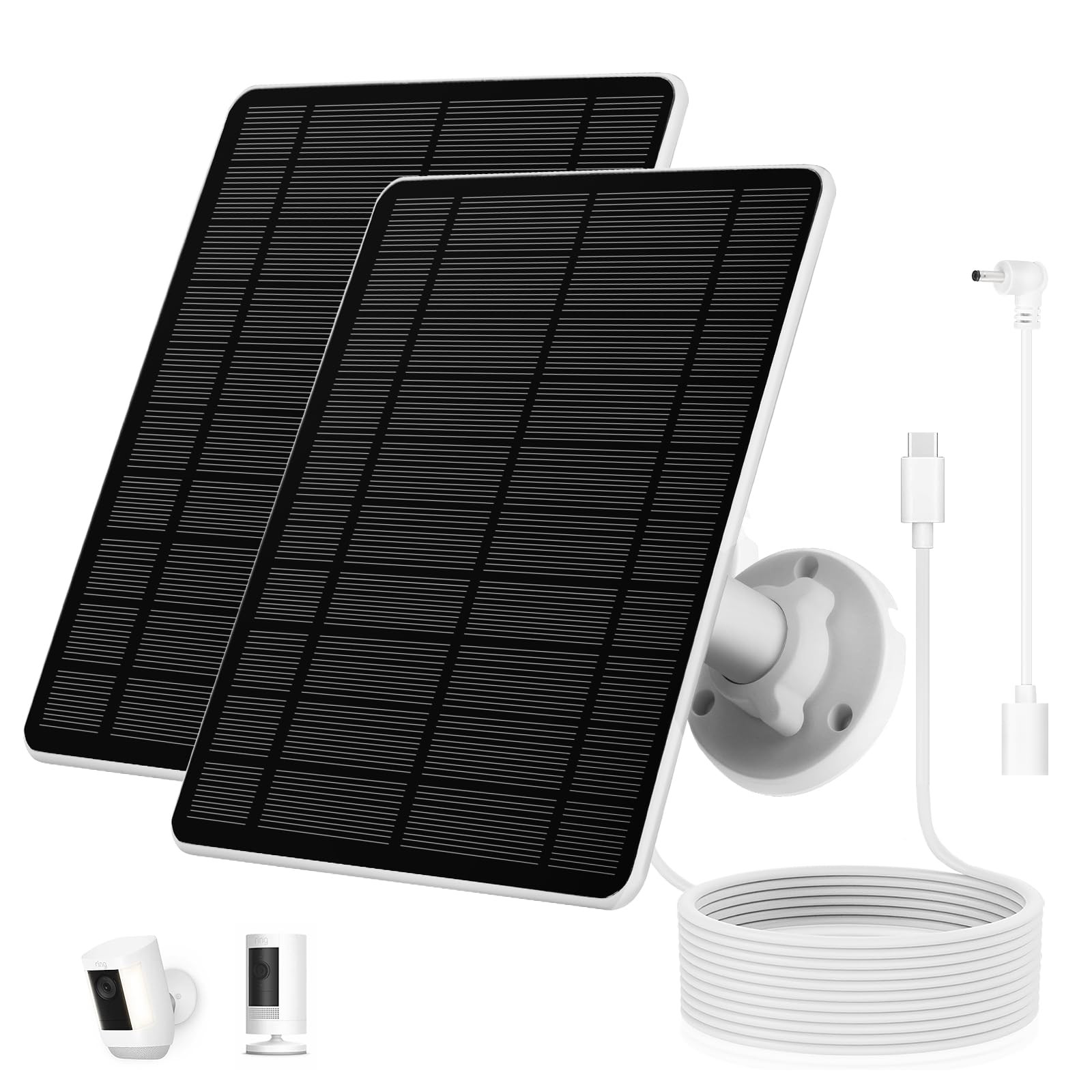 Solar Panel for Ring Camera, 2 Pack 5W Solar Charger Compatible with Spotligh…