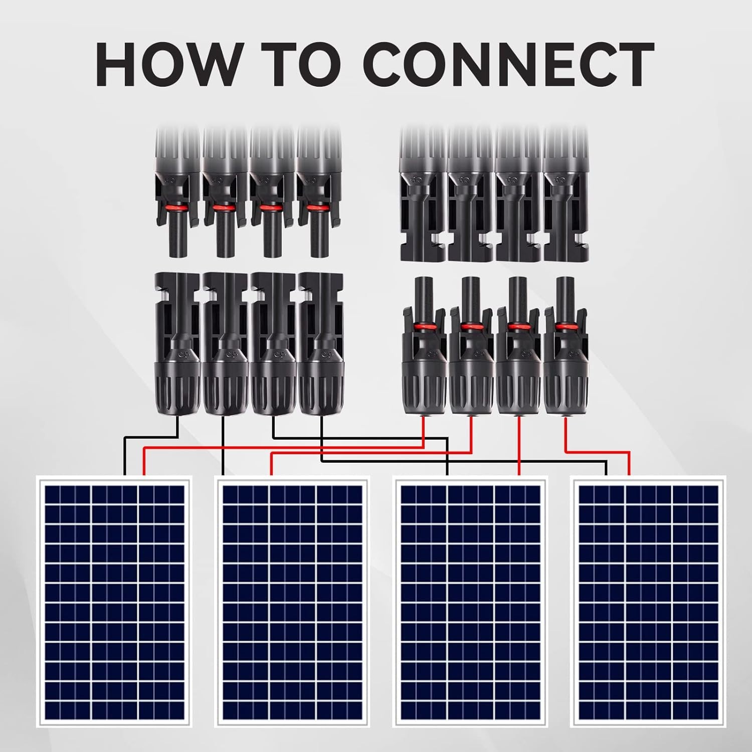 1 Pair Solar Y Branch Connectors – Parallel Adapter with Waterproof Rating