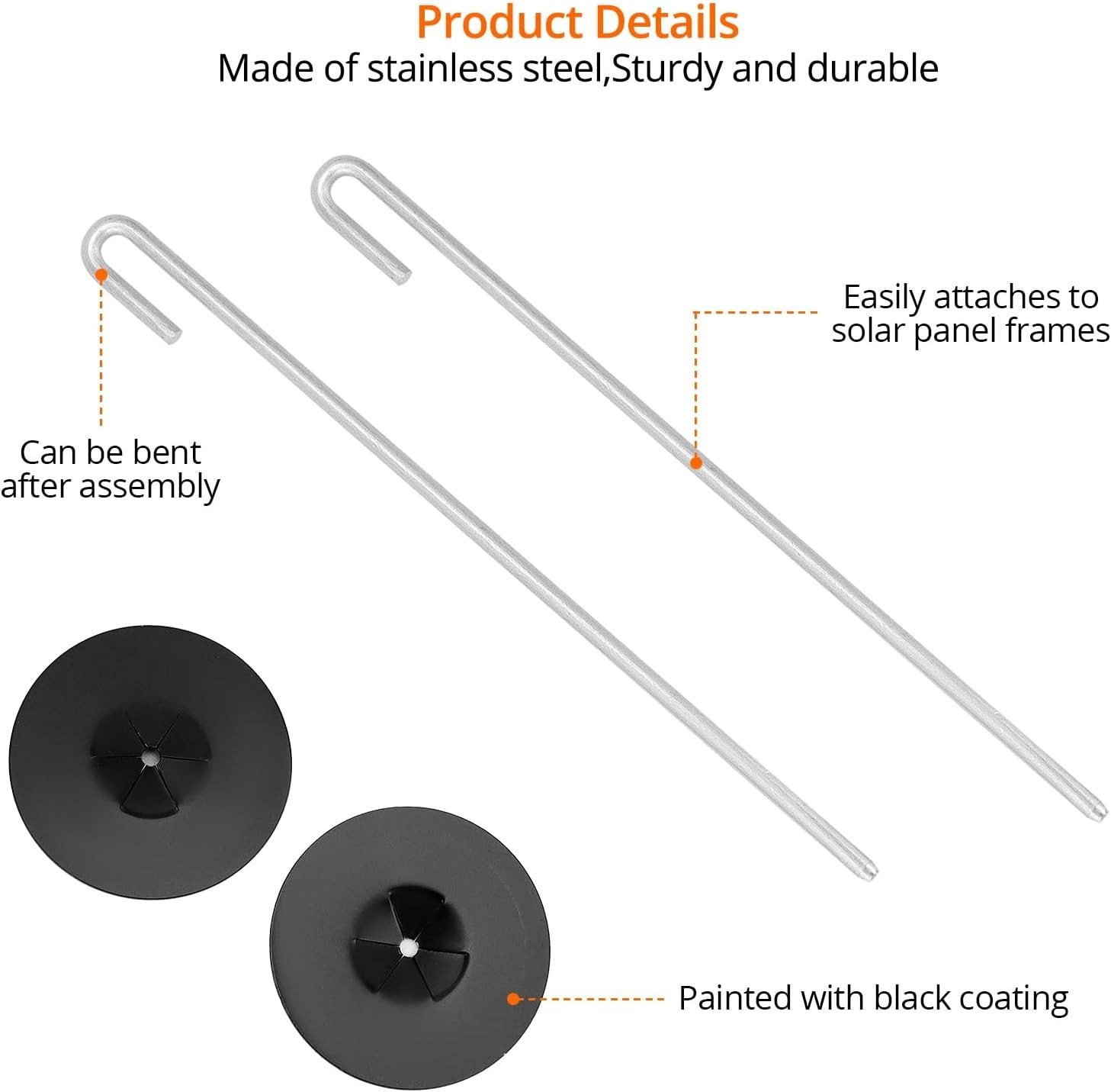 Solar Panel Bird Guard Clips J Hooks Bird Mesh Fasteners Stainless Steel 200 PCS