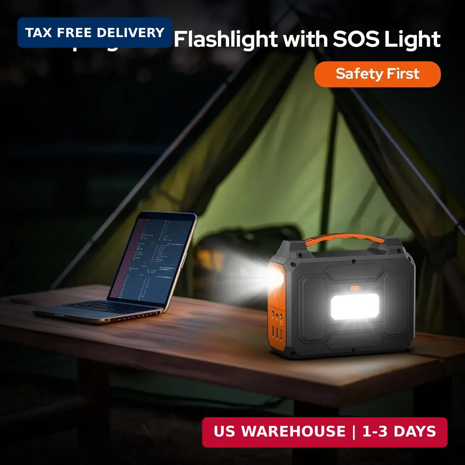 Portable Solar Power Station with Foldable Solar Panel 60W, 110V AC Outlet Campi