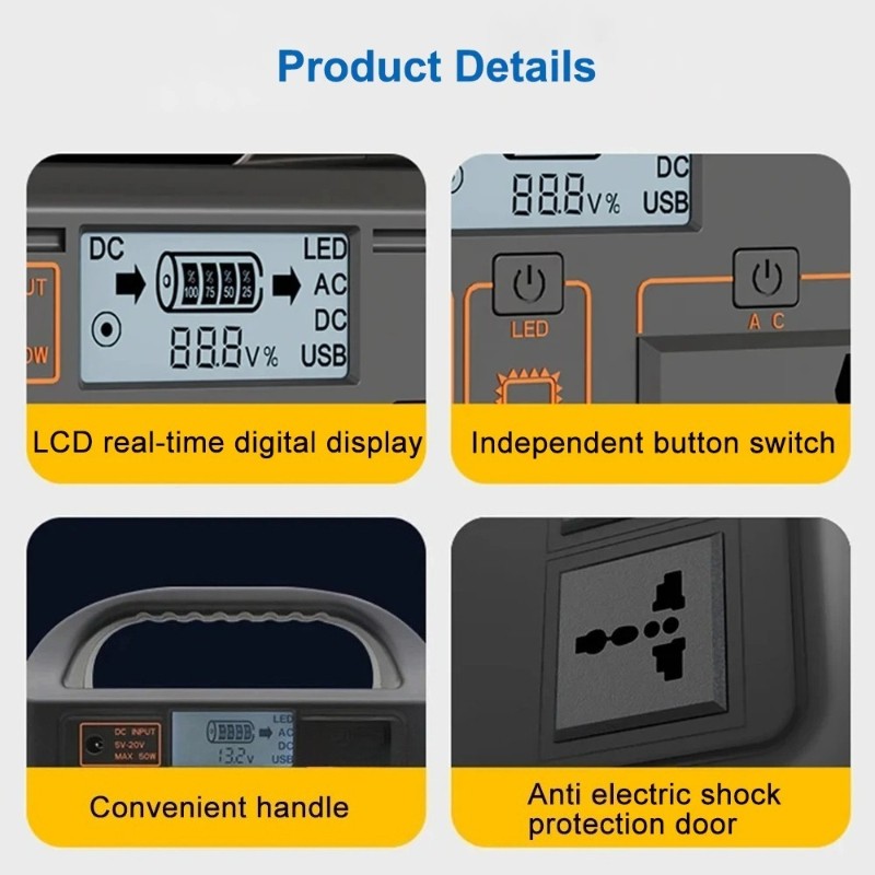 100W Portable Power Station 24000mAh Solar Generator 110V/220V AC USB Camping US