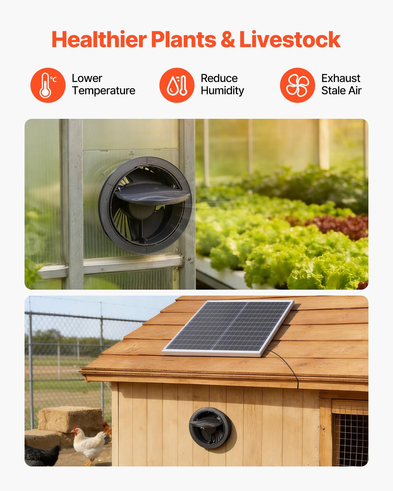 VEVOR Solar Powered Fan, 25W Solar Panel with 220 CFM Airflow, Adjustable Panel