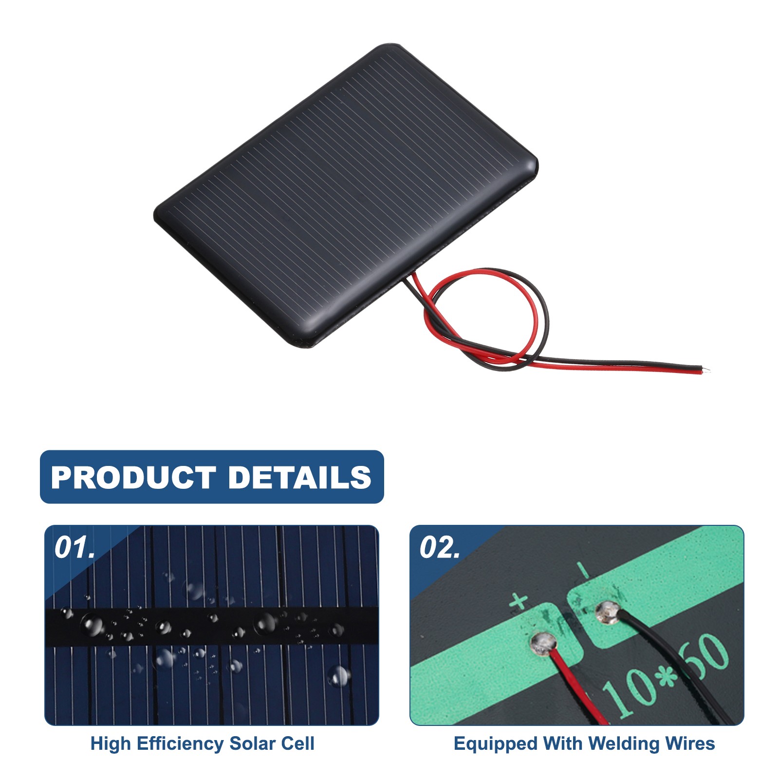 10Pcs 2V 0.24W 120mA Mini Solar Panels with Cable