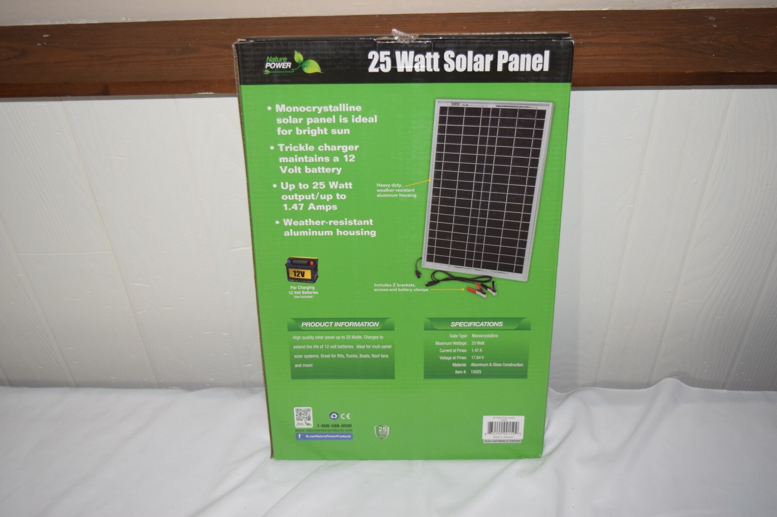 Nature Power Monocrystalline Solar Panel, 25 Watts, Model# 15025 – Brand New!